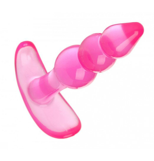 Розовая анальная пробка Bubbles Bumpy Starter - 11 см.