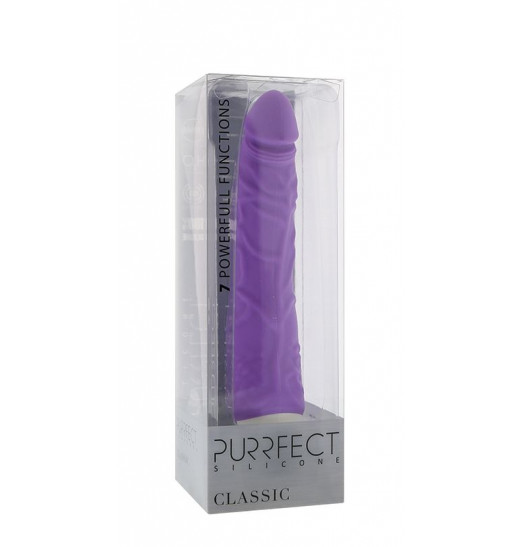 Фиолетовый вибратор-реалистик PURRFECT SILICONE CLASSIC 7.1INCH PURPLE - 18 см.