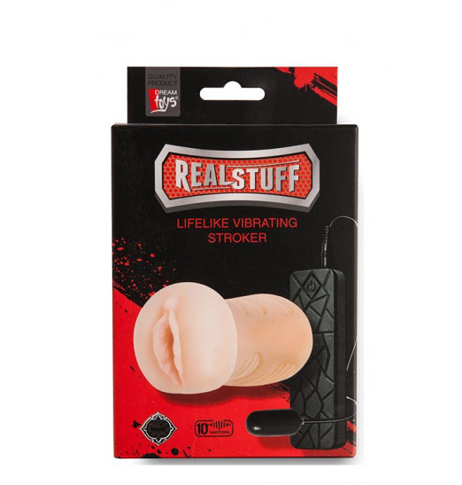 Мастурбатор-вагина REALSTUFF VIBRATING MASTURBATOR PUSSY с виброяйцом на пульте