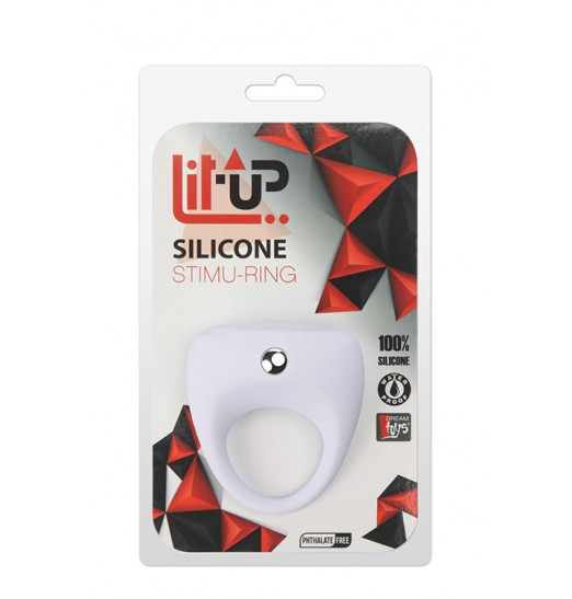 Белое эрекционное кольцо LIT-UP SILICONE STIMU RING 7