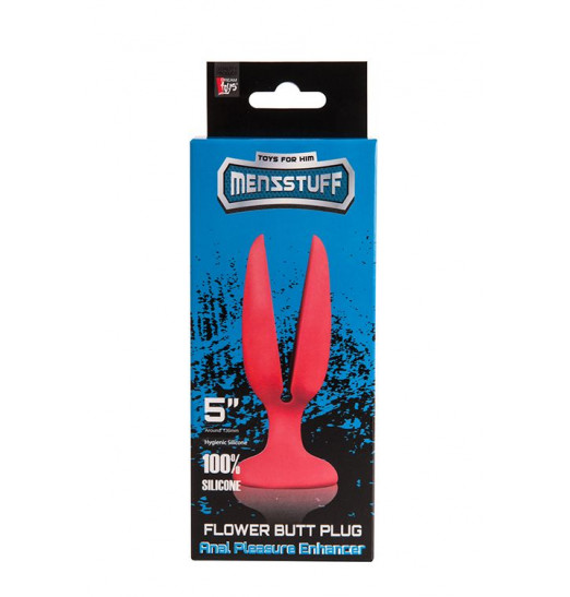Красная пробка-бутон MENZSTUFF FLOWER BUTT PLUG 5INCH - 13,5 см.