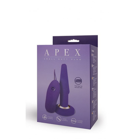 Фиолетовая анальная вибропробка APEX BUTT PLUG SMALL PURPLE - 14 см.