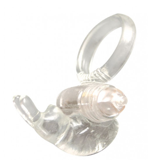 Прозрачное эрекционное кольцо с виброэлементом GOOD VIBES COCKRING RABBIT