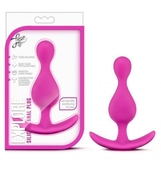 Розовая фигурная анальная пробка Luxe Explore - 11,4 см.