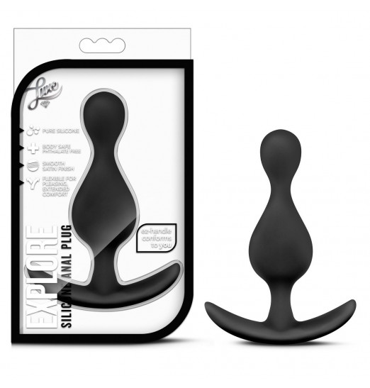 Чёрная фигурная анальная пробка Luxe Explore - 11,4 см. Чёрная фигурная анальная пробка Luxe Explore - 11,4 см.