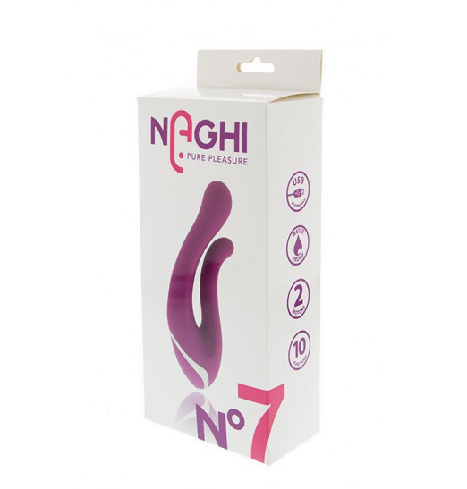 Фиолетовый вибратор с клиторальным отростком NAGHI NO.7 - 16 см. Фиолетовый вибратор с клиторальным отростком NAGHI NO.7 - 16 см.