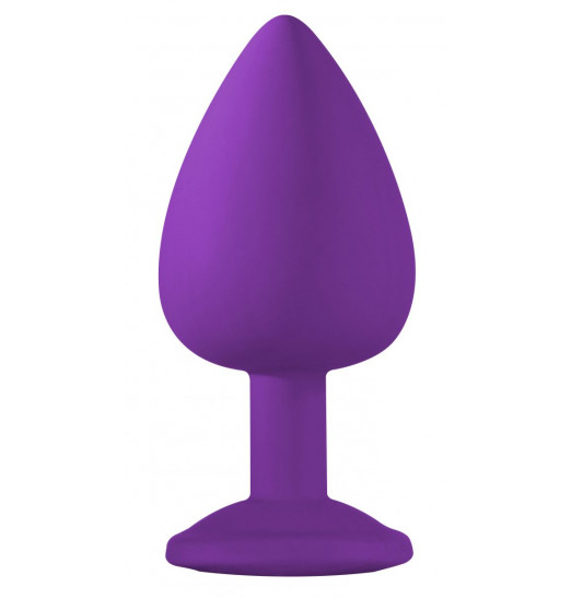 Большая фиолетовая анальная пробка Emotions Cutie Large с прозрачным кристаллом - 10 см.