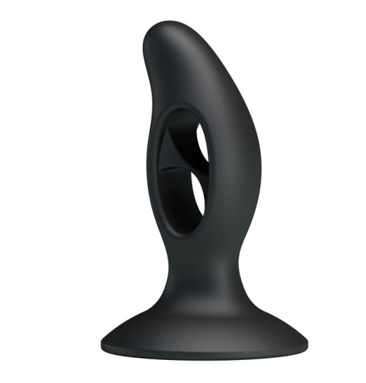 Чёрный массажёр простаты Silicone Butt Plug - 9,3 см.