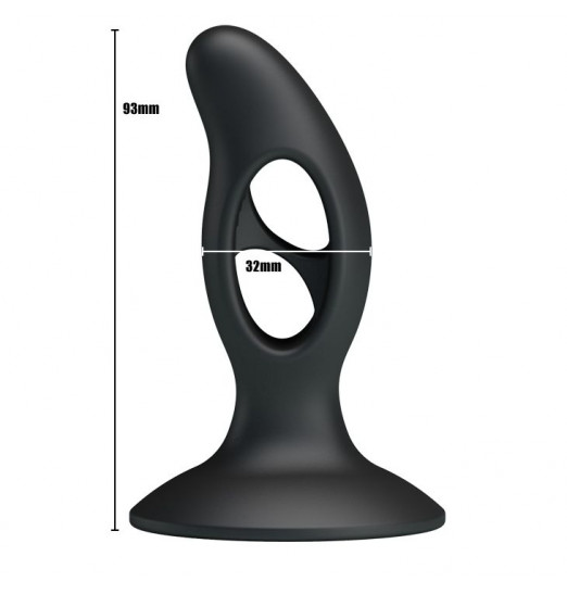 Чёрный массажёр простаты Silicone Butt Plug - 9,3 см.