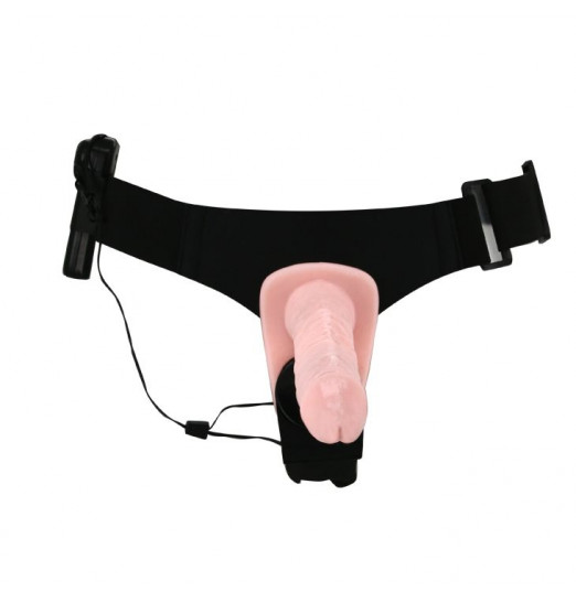 Женский страпон с вибрацией и вагинальной пробкой Ultra Passionate Harness - 18 см.