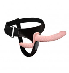 Женский страпон с вибрацией и вагинальной пробкой Ultra Passionate Harness - 18 см.