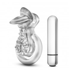 Прозрачное эрекционное кольцо с подхватом, вибропулей и язычком 10 Function Vibrating Tongue Ring