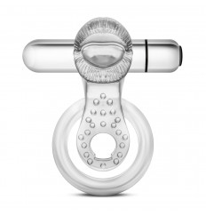 Прозрачное эрекционное кольцо с подхватом, вибропулей и язычком 10 Function Vibrating Tongue Ring