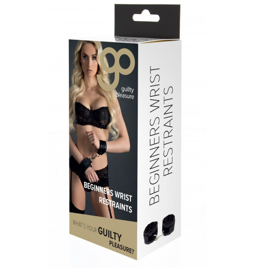 Чёрные полиуретановые наручники с карабином Beginners Wrist Restraints