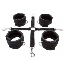 Регулируемые мягкие манжеты на запястья и лодыжки с соединительной крестовиной Hog Tie Cuff Set