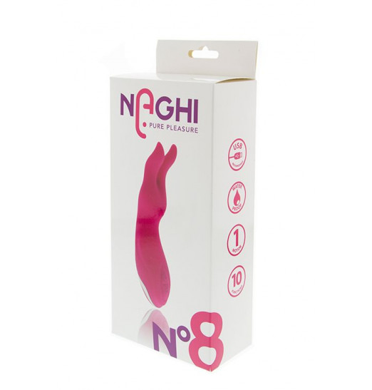 Розовый клиторальный вибратор с ушками NAGHI NO.8 - 16 см.
