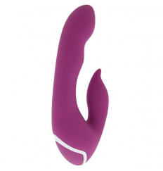 Фиолетовый вибратор с клиторальным отростком NAGHI NO.9 - 19 см.