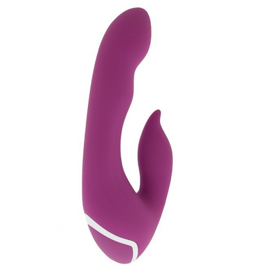 Фиолетовый вибратор с клиторальным отростком NAGHI NO.9 - 19 см.