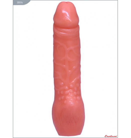 Телесный фаллоимитатор с утолщением внизу - 20,6 см.