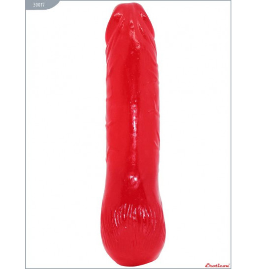 Красный гелевый фаллоимитатор с утолщением - 20,6 см. Красный гелевый фаллоимитатор с утолщением - 20,6 см.