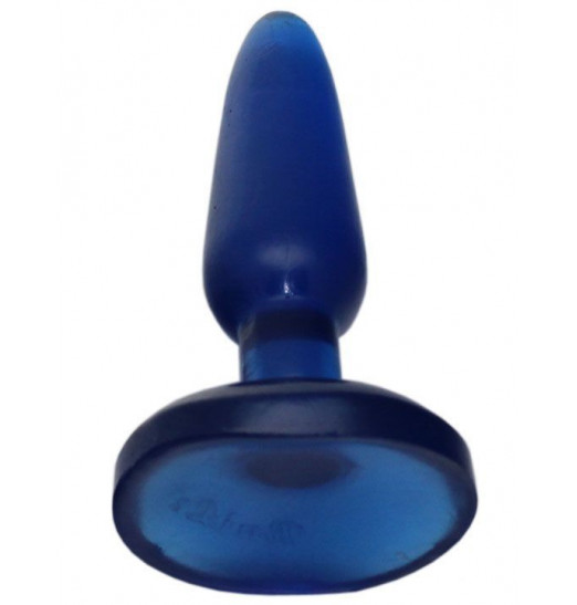 Синяя гелевая анальная пробка - 16 см.