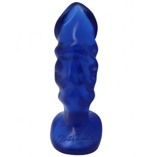 Синяя анальная пробка-фаллос - 13 см.