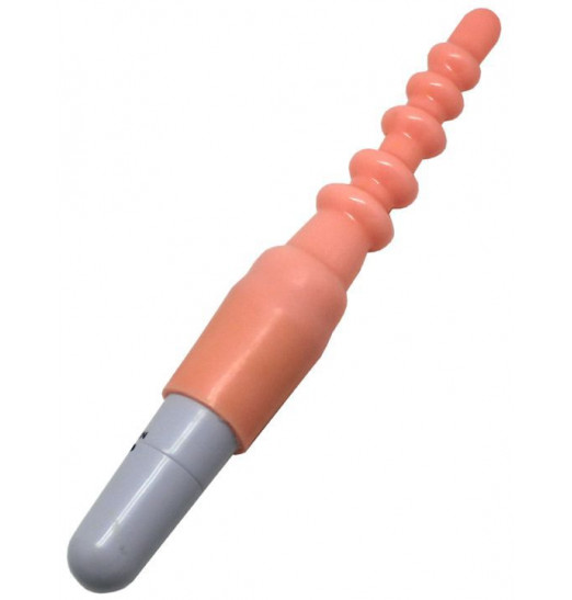 Телесный гелевый анальный вибратор - 20,5 см.
