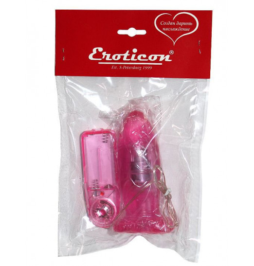 Розовая вибропробка с выносным пультом - 12 см.