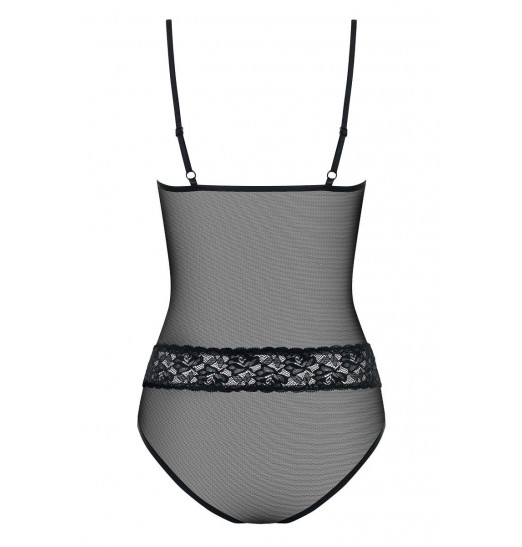 Прозрачное боди с бусинками на декольте