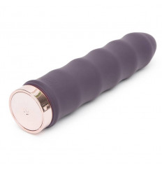 Фиолетовый вибратор с волнообразным стволом Deep Inside Rechargeable Classic Wave Vibrator - 16,5 см.