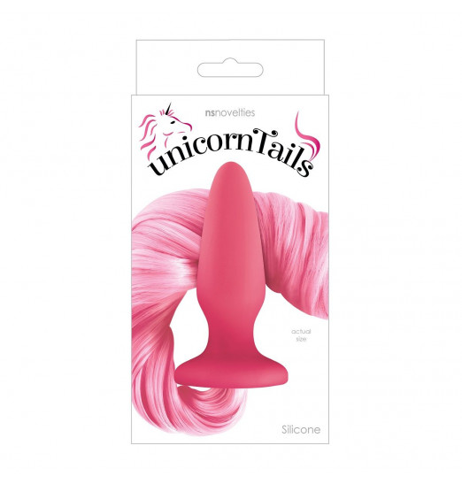 Розовая анальная пробка с нежно-розовым хвостом Unicorn Tails Pastel Pink
