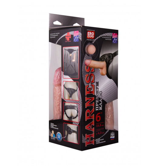 Кожаный пояс харнесс премиум класса WOMAN LONG(S) с 3 насадками