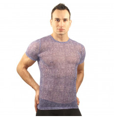 Фиолетовая облегающая футболка с рисунком-ячейками