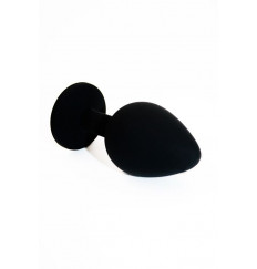 Чёрная силиконовая анальная пробка с радужным кристаллом - 7 см.