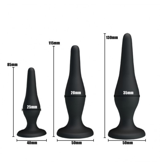 Набор из 3 силиконовых анальных пробок для начинающих Mini Anal Kit