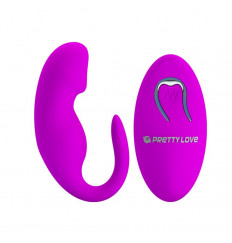 Лиловый вибростимулятор для пар с выделенной головкой и пультом ДУ