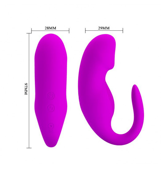 Лиловый вибростимулятор для пар с выделенной головкой и пультом ДУ Лиловый вибростимулятор для пар с выделенной головкой и пультом ДУ