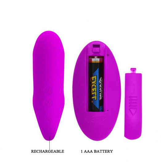 Лиловый вибростимулятор для пар с выделенной головкой и пультом ДУ Лиловый вибростимулятор для пар с выделенной головкой и пультом ДУ