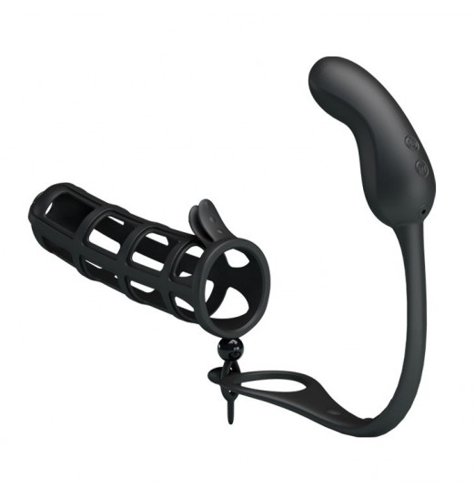 Насадка со съемным вибростимулятором простаты Hercules Penis Sneath