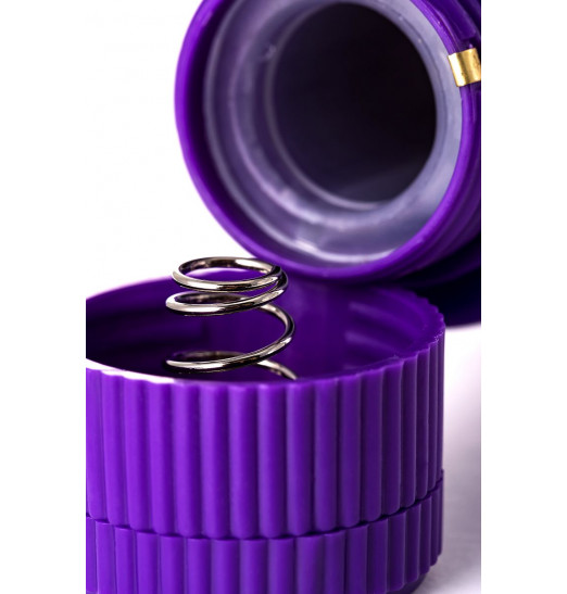 Фиолетовый вибратор с утолщением посередине и клиторальным зайчиком - 18 см. Фиолетовый вибратор с утолщением посередине и клиторальным зайчиком - 18 см.