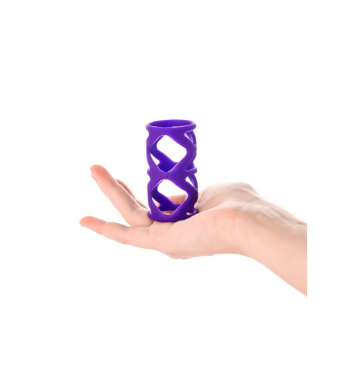 Фиолетовая насадка-сетка на пенис - 7,5 см.