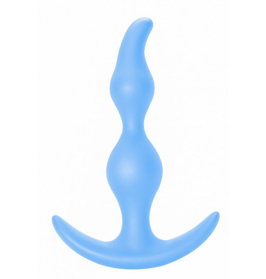 Голубая анальная пробка Bent Anal Plug Black - 13 см.
