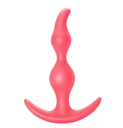 Розовая анальная пробка Bent Anal Plug Black - 13 см.