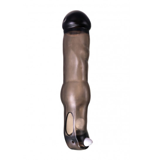 Закрытая фаллическая насадка на пенис с кольцом для фиксации  вибропулей