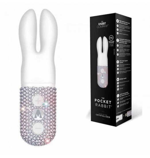 Белый вибратор с ушками The Pocket Rabbit Crystallized White Белый вибратор с ушками The Pocket Rabbit Crystallized White
