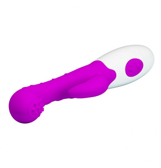 Лиловый вибромассажер Bruno для стимуляции точки G и клитора - 20 см.