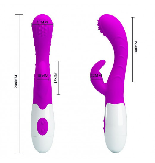 Лиловый вибромассажер Bruno для стимуляции точки G и клитора - 20 см.
