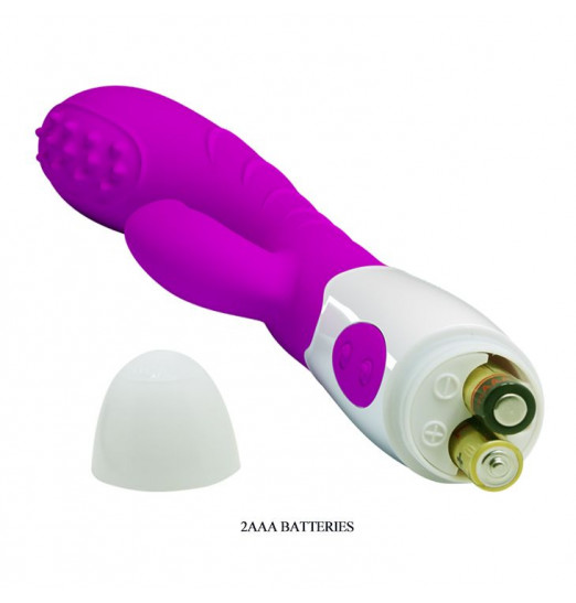 Лиловый вибромассажер Bruno для стимуляции точки G и клитора - 20 см.