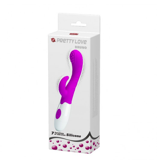 Лиловый вибромассажер Bruno для стимуляции точки G и клитора - 20 см.