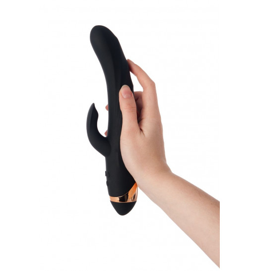 Чёрный вибратор WANAME Thunder с клиторальным отростком - 24,2 см.